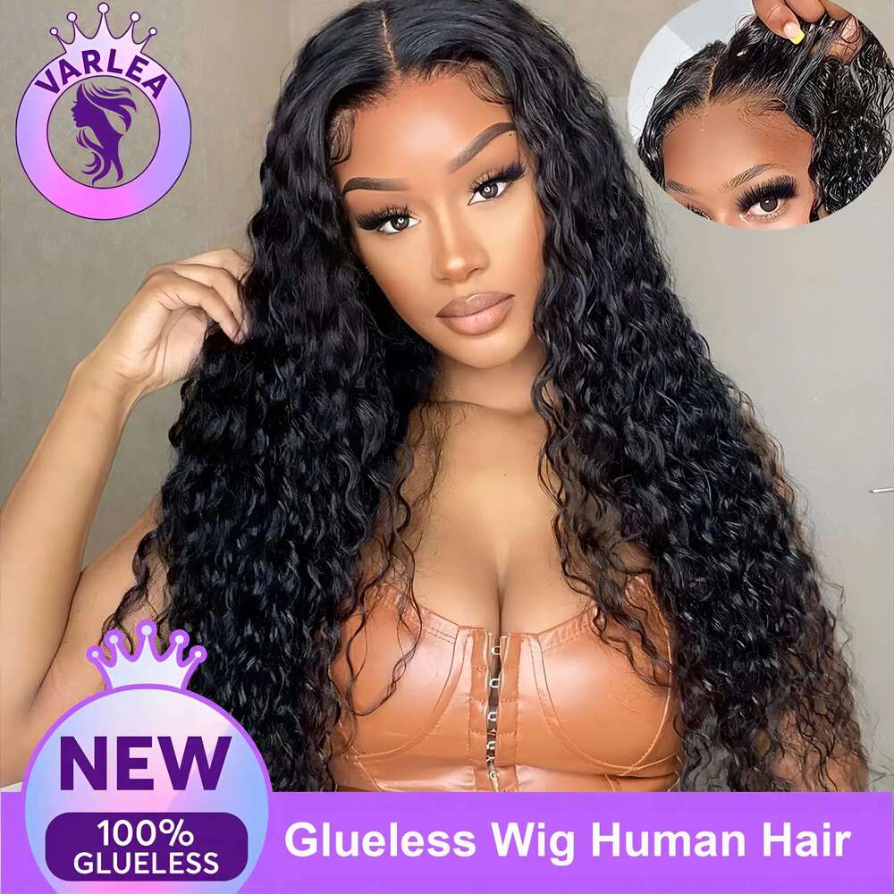 Human Hair Ready To Wear 4x4 Deep Wave 5x5 Closure Wig Pre Cut Lace Glueless Curly Wigs