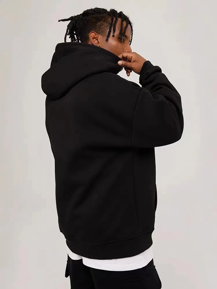 380g GMS Heavy duty Mens Hoodie Thick Plush Solid Color Street Clothing Mens Hoodie Hip Hop Mens Hoodie 240919