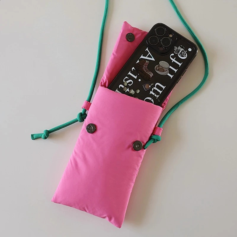 Fashion Cute Phone Bag Simple Green Rose Red Shoulder Crossbody Girls Fabric Small Storage Purse Card Holder 240919