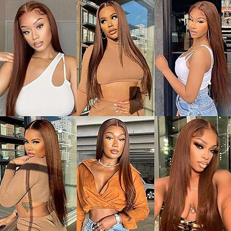 IPRO And Go #4 Chocolate Brown Lace Front Bone Straight Human Hair Pre Plucked Glueless Wigs Ready To Wear