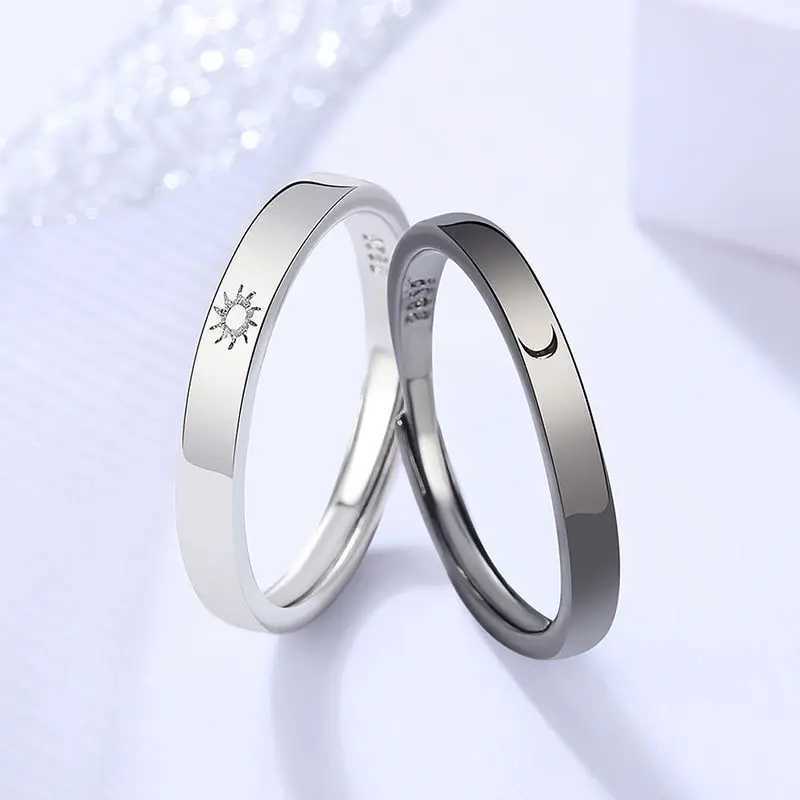 2 PCS/Set Couple Rings For Women Sun Moon Butterfly Deer Dolphin Wings Electrocardiogram Cross Matching Jewelry Finger Open RingX240921