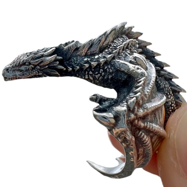Right You Dragon family original dragon ring handmade European and American retro niche food ring domineering personality accessories for men
