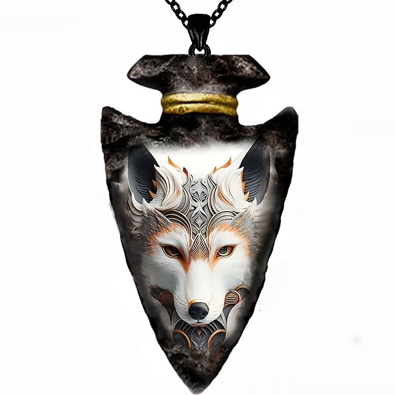 Creative White Wolf Wolf King Totem Pendant Viking Warrior Trendy Street Hip Hop Necklace Free shipping