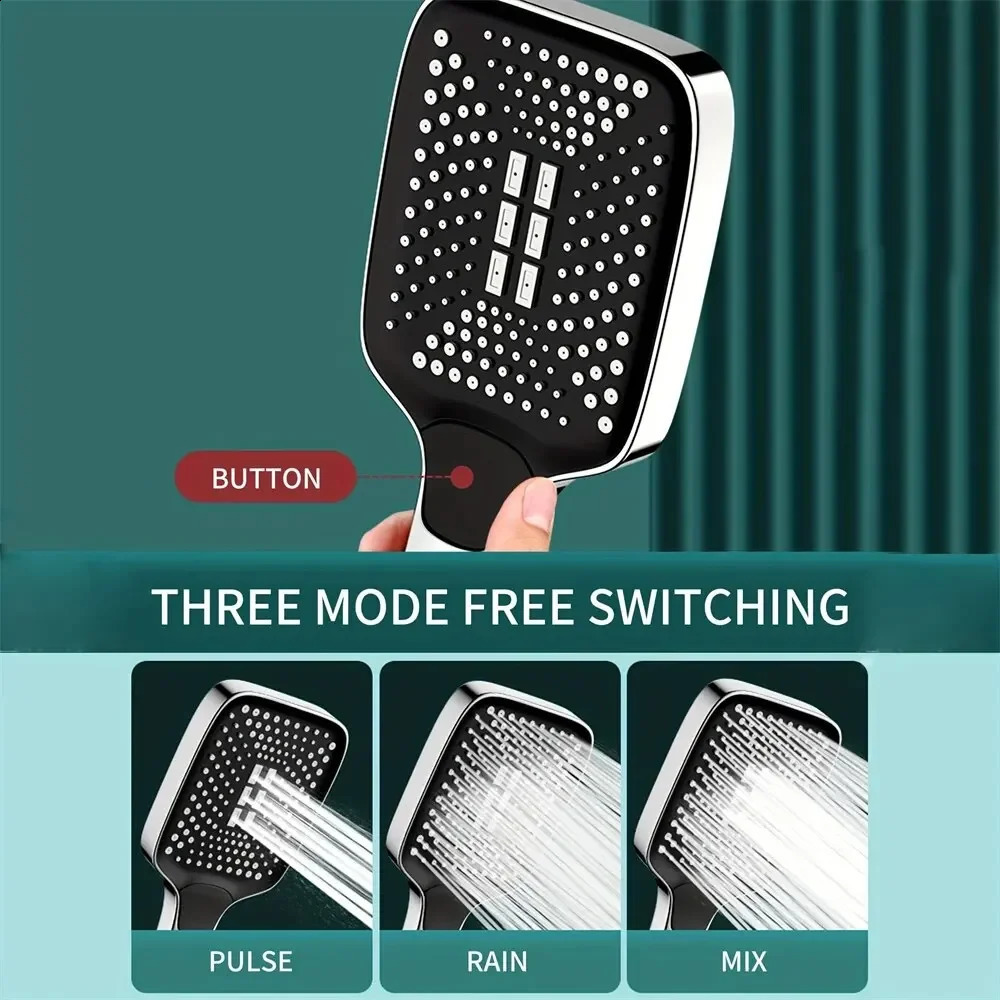 Adjustable Shower Head 3 Mode Rainfall Large Flow Showerhead High Pressure Water Saving Mixer Bathroom Accessories 240918