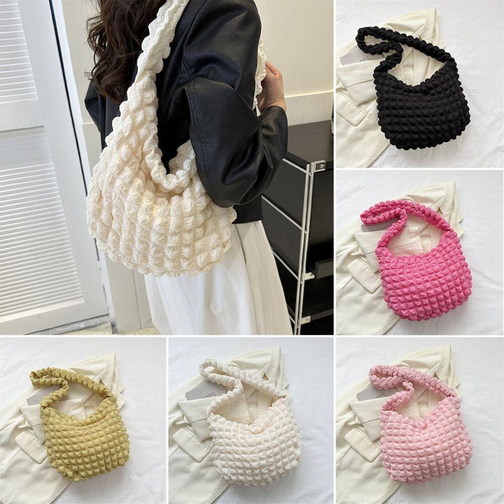 JUTBONG Large Capacity Shoulder Plaid Quilted Solid Color Crossbody Cute Embroidered Underarm Bag Women