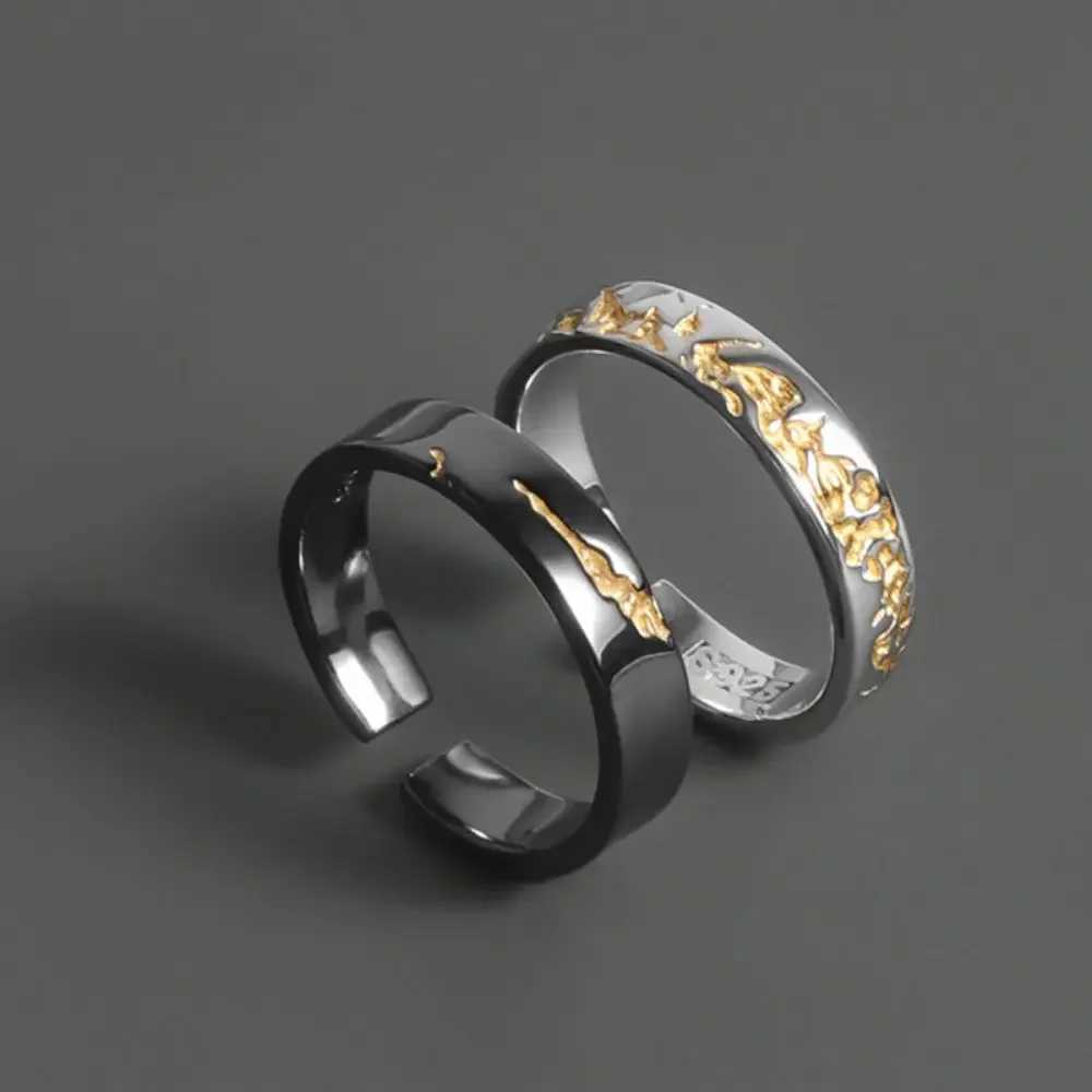 New Popular Gilding Men Ring Black Fashion Advanced Adjustable Ring For Trend Couple JewelryX240921