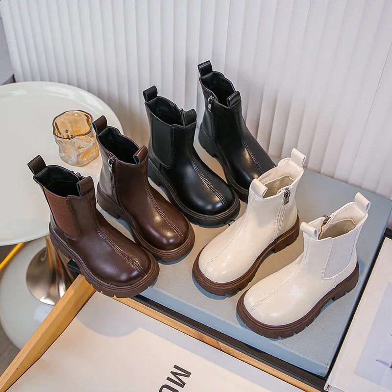 childrens short boots for boys and girls in the autumn and winter of PU leather childrens boots fashionable childrens boots childrens ankle snowshoes 