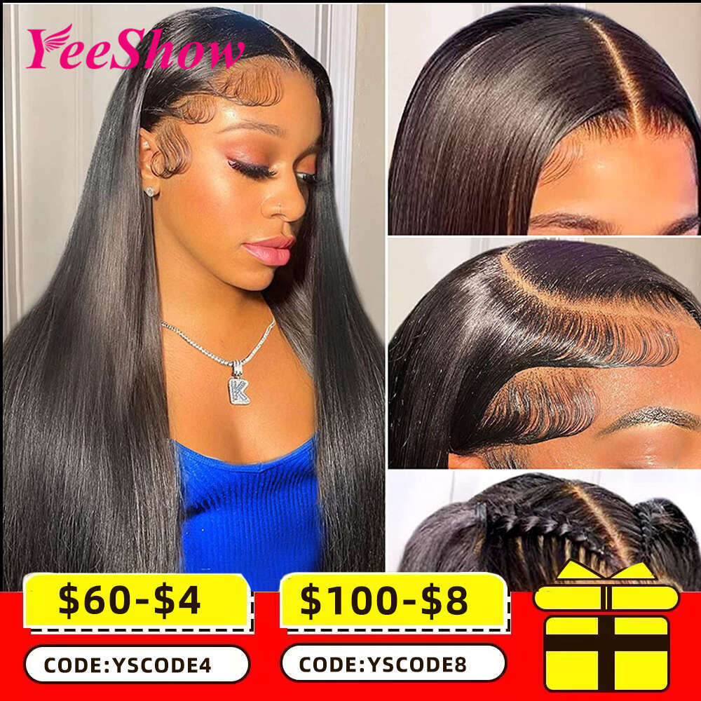 Front 13x6 HD Transparent Lace Frontal Wig Pre Plucked Remy 13x4 Brazilian Straight Human Hair Wigs For Women