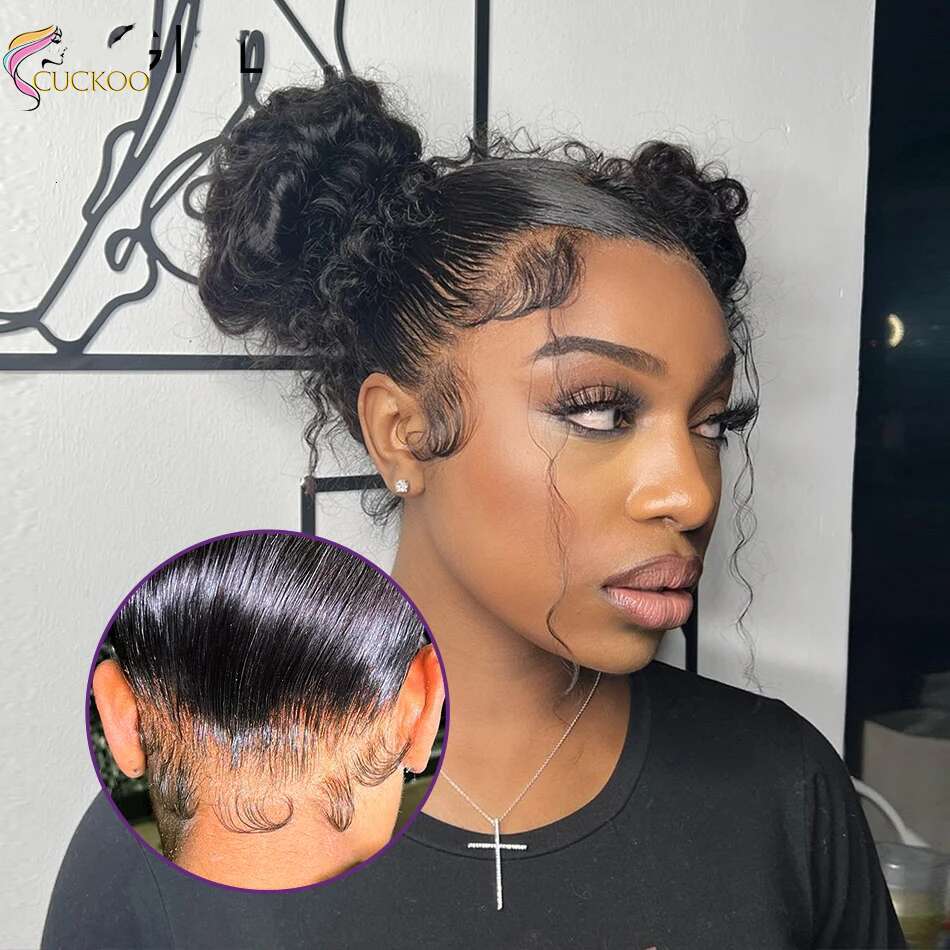 250 Density 360 Full Pre Plucked Deep Front Human Hair Wigs Curly HD Transparent Lace frontal Wig
