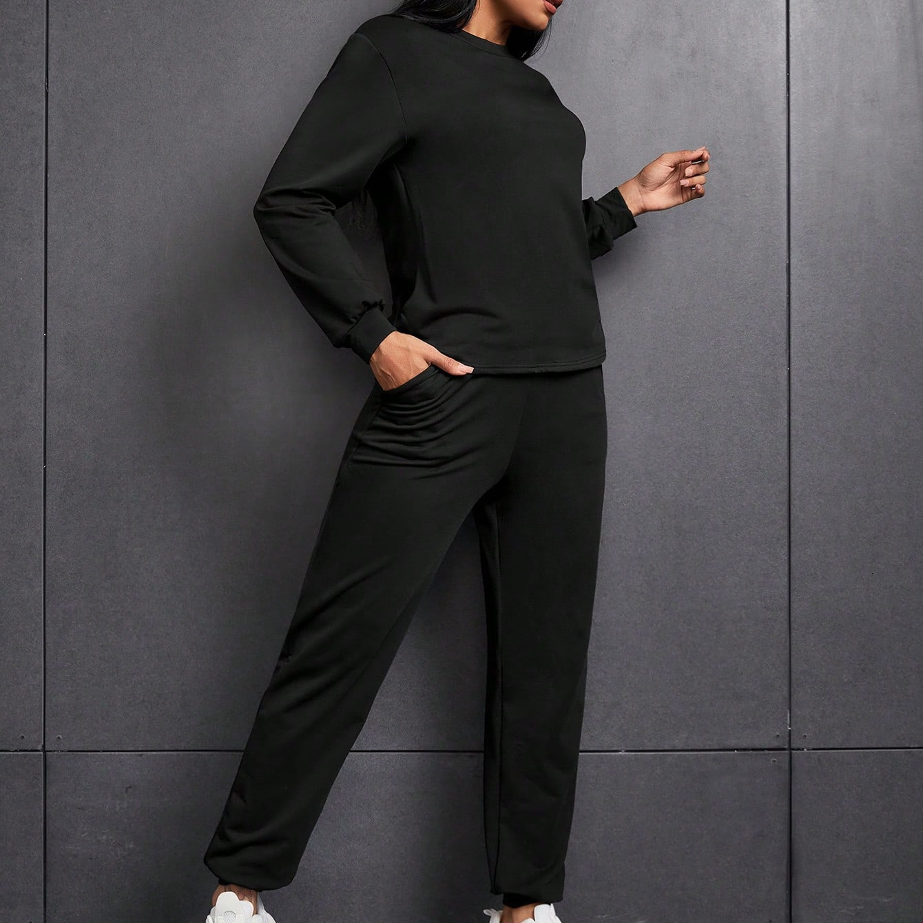 2-Piece Fashion Elegant Pants Suit Women's Casual Wear Jogger Korean Version Sport Suit Cotton Tracuit