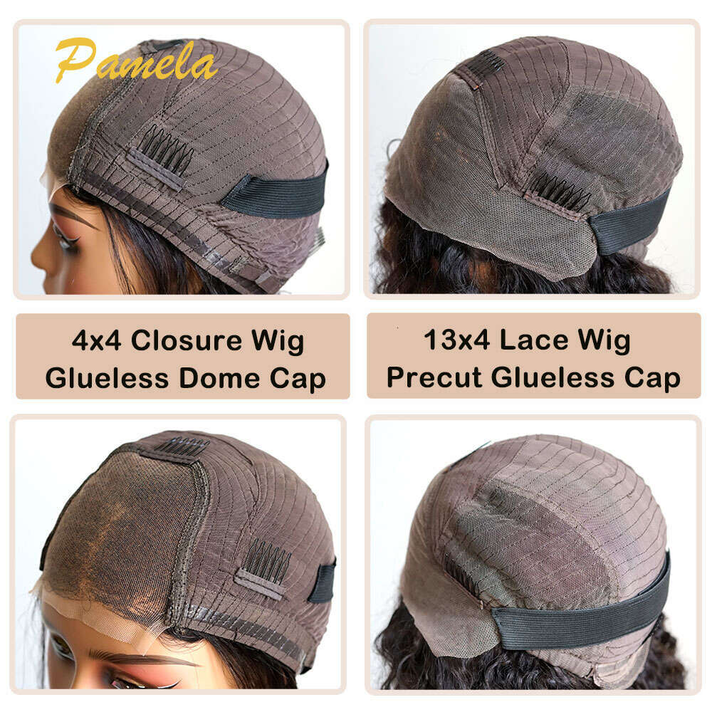 Super Double Drawn Glueless Wig Human Hair Ready To Go Loose Deep 250% High Density Bob 13x4 HD Transparent Lace Frontal Wigs