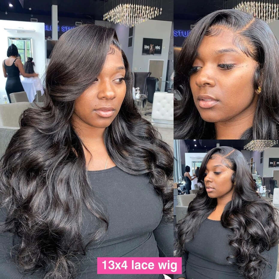 180% Body Wave 360 Full Human PrePlucked Transparent 13x4 Lace Frontal Wig Brazilian Hair Wigs For Women Bg