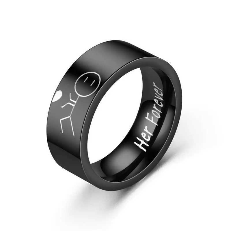 Couple Heart Rings His Always Her Forever Stainless Steel Ring For Women and Men Lovers Couples Jewelry rings halloween giftX240921