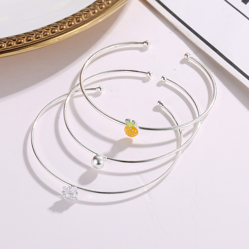 Beaded bracelet European and American Ins style multi-layer pineapple bracelet set personalized temperament diamond studded fruit bracelet three piece