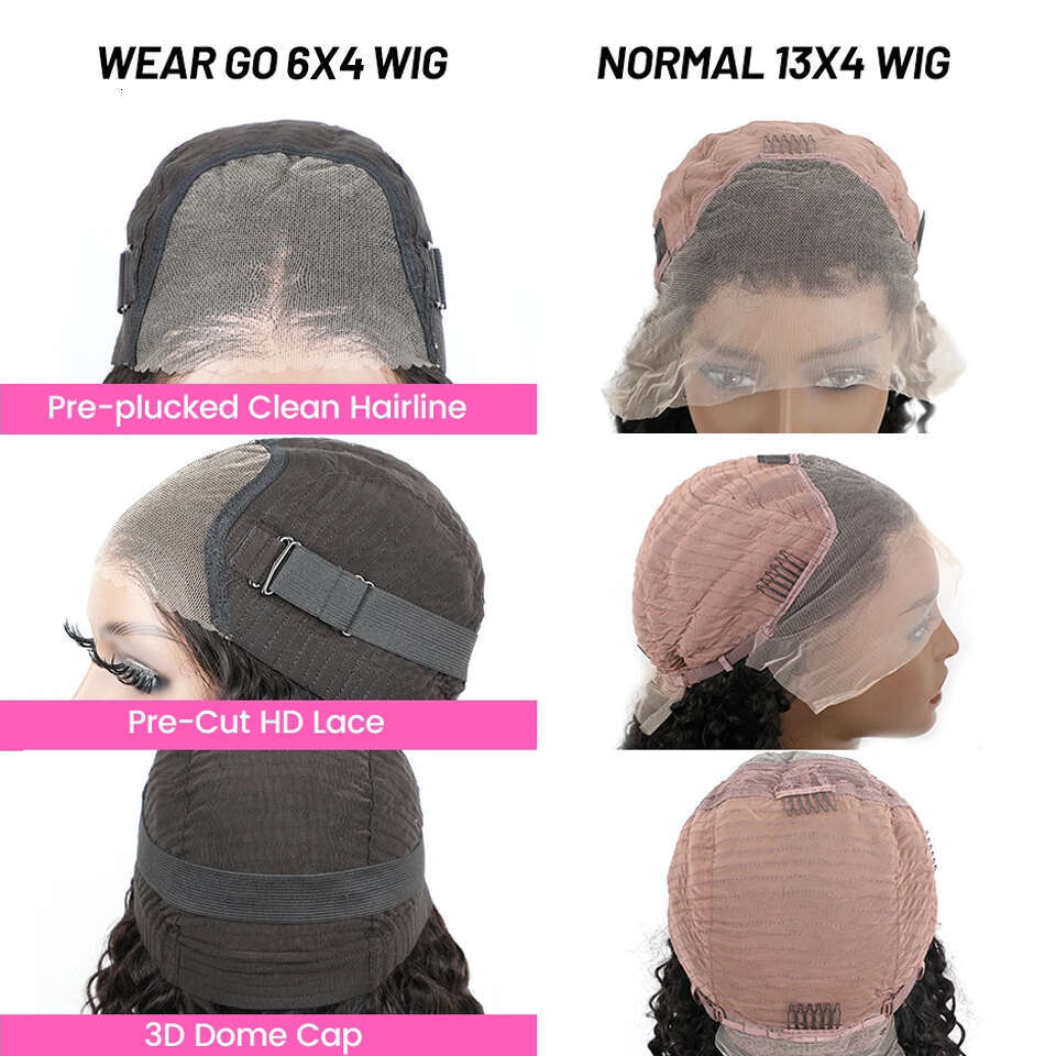 ISEE Wear Wig Brazilian Deep Wave Bleached Knots 13x4 Lace 6x4 HD Glueless Pre Plucked Human Wigs Ready To Go
