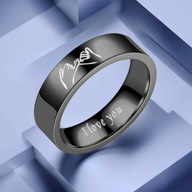 Fashion Titanium Steel Couple Rings With Letters I LOVE YOU Inside Jewelry Gifts For Love Couples Black And White Two StylesX240921