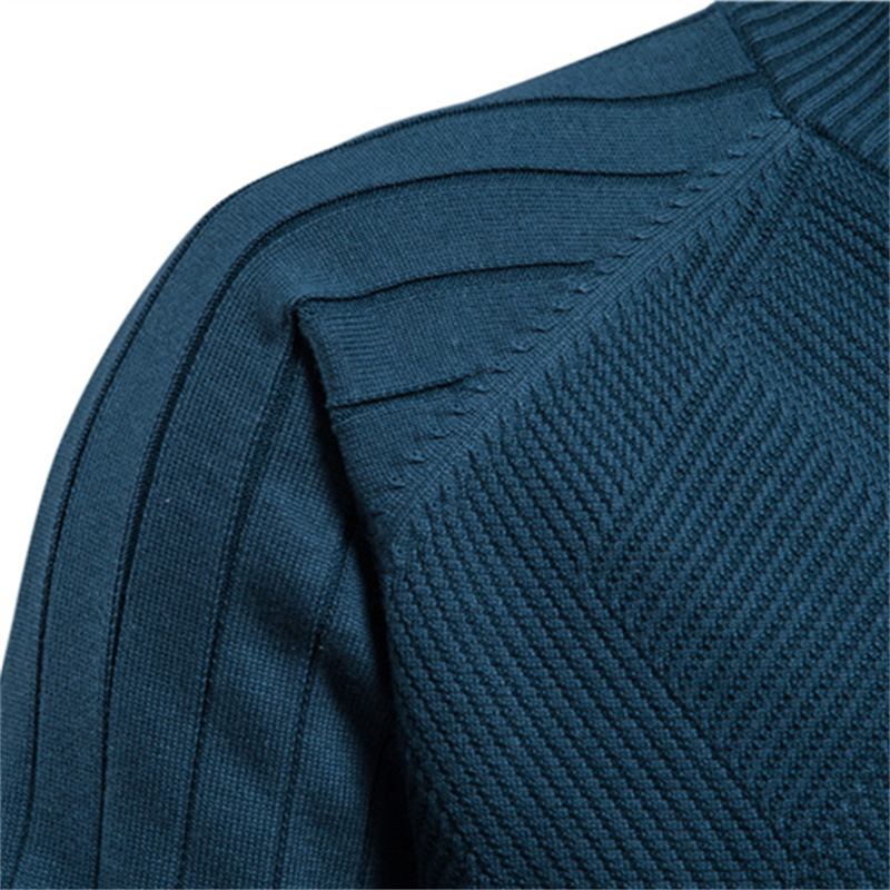 Solid Color Basic Business Casual Zipper Knitted Cardigan High-Quality Men's Pullover Knit Sweater Mens Clothes