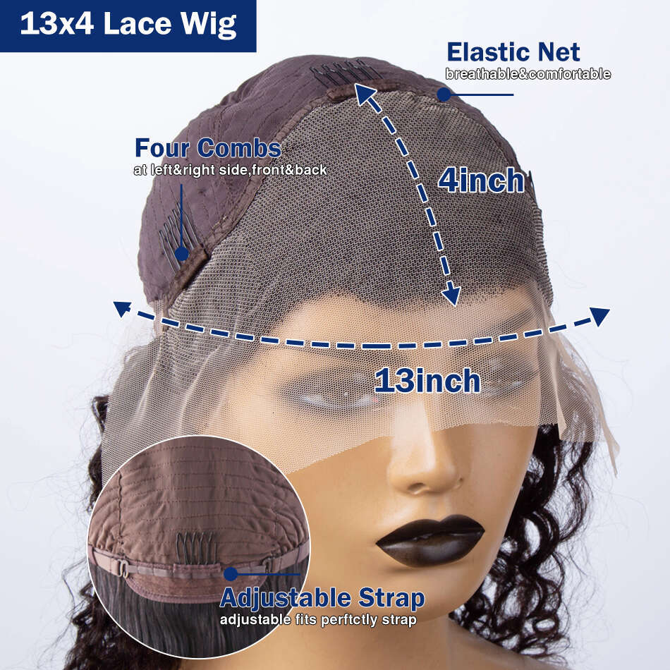 220% Brazilian Body HD Transparent Front Wigs Human Hair Water Wave 13x4 Lace Frontal Wig For Women Preplucked