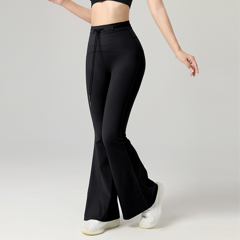 Nude Feeg Quick Drying Fiess Drawstring Hip Lifting High Waist Slim Fitting Yoga Pants Woman