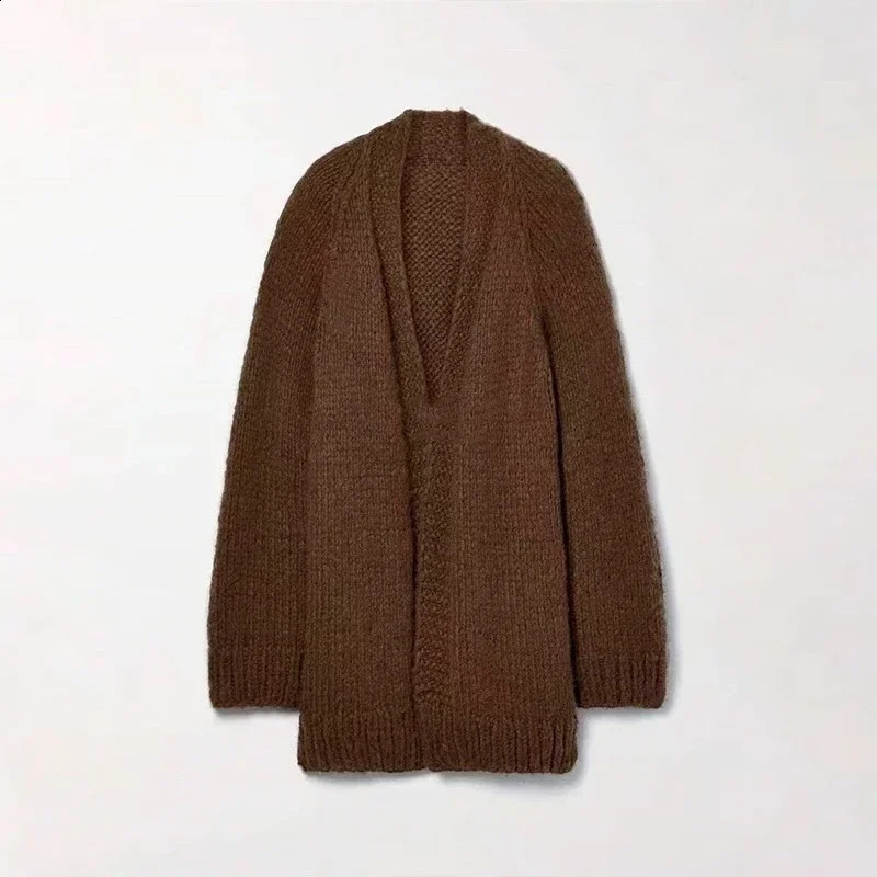 Womens Fall and Winter Cardigan Wool Loose Knit Cardigan Th* R0w Niche Sweater Coat Ladies Wool Coat Women Streetwear Jacket 240913