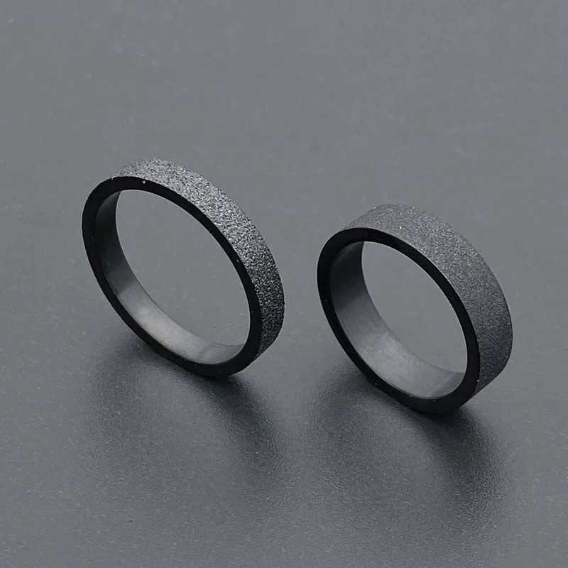 Simple 3mm 5mm Woman Mens Couple Black Titanium Ring Matte Finished Finger Ring Jewelry for Male Wedding Bands GiftX240921