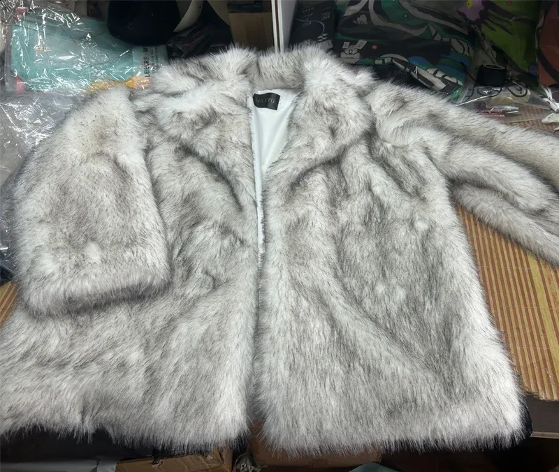 Thick Warm Faux Fur Coats Women Fashion Fluffy Fox Fur Winter Jacket Faux Fur Coats Street Girls Long Jacket Teddy 240911