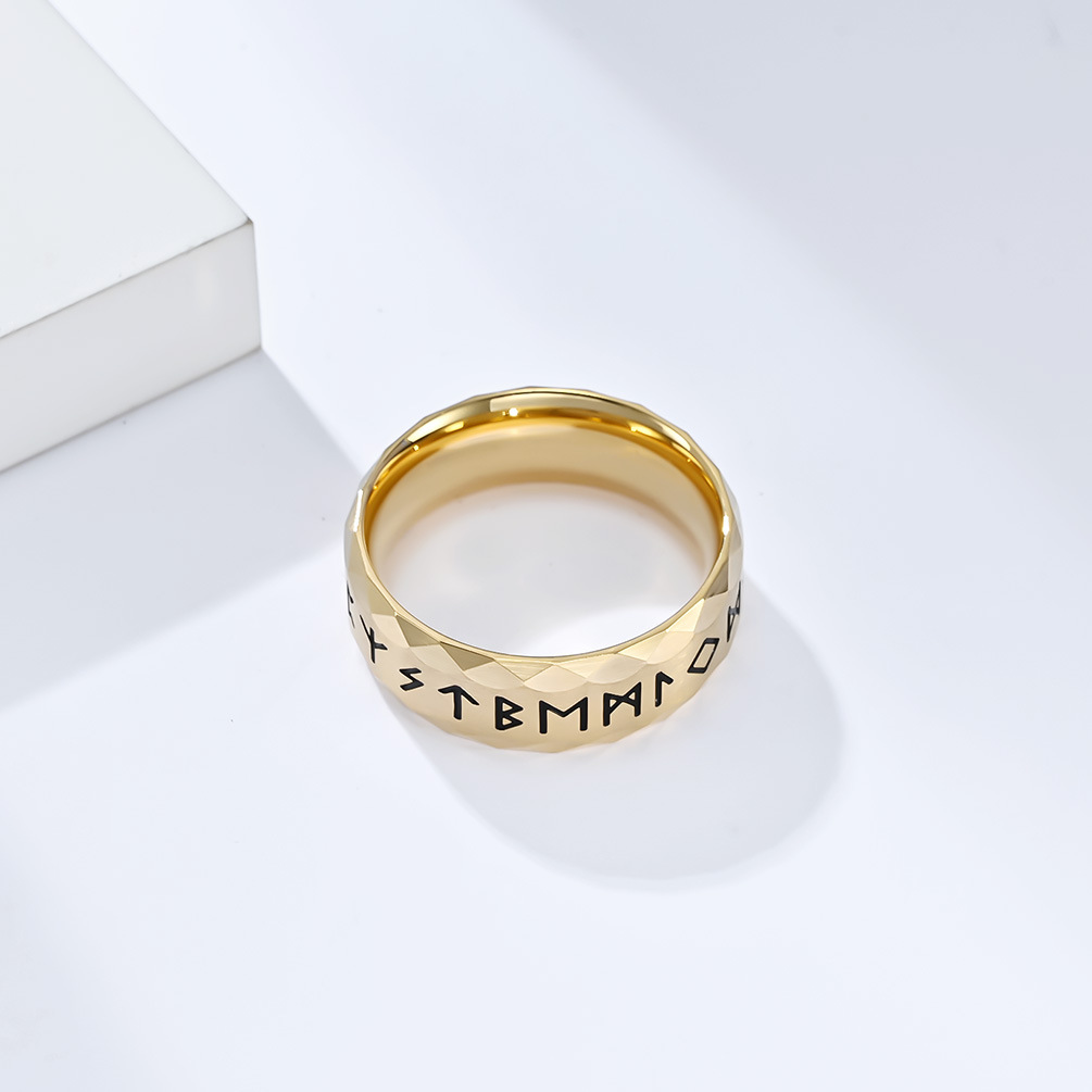 New vintage Nordic text titanium ring antique silver men's hand jewelry Free shipping