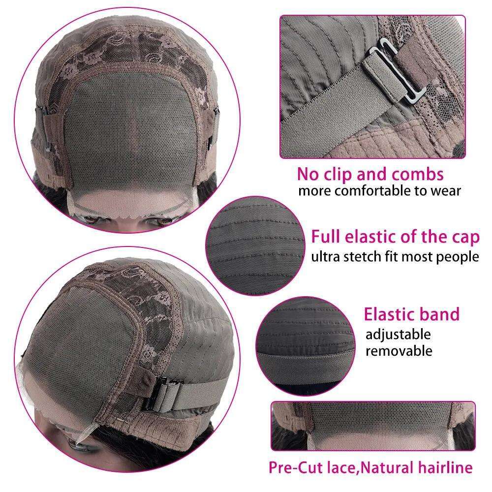 Glueless Ready To Wear Body Wave Lace Front Human Hair Pre Cut HD Transparent 4x4 Closure Wig