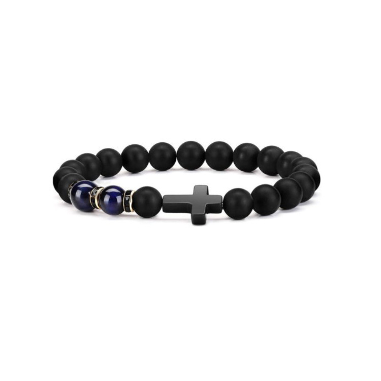 Beaded bracelet Hot selling cross bracelet men's tiger eye stone jewelry women's high-end bracelet natural stone matching