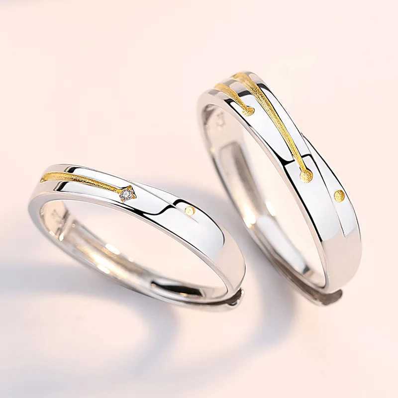 2 PCS/Set Couple Rings For Women Sun Moon Butterfly Deer Dolphin Wings Electrocardiogram Cross Matching Jewelry Finger Open RingX240921