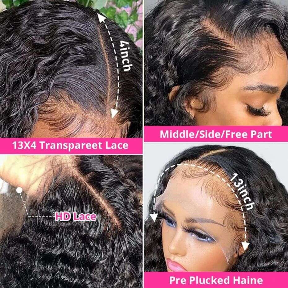13x4 13x6 Deep Transparent Lace Frontal Wigs Brazilian Human Remy Curly Hair For Black Women Water Wave On Sale