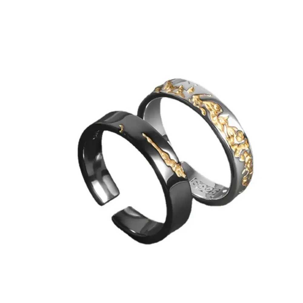 New Popular Gilding Men Ring Black Fashion Advanced Adjustable Ring For Trend Couple JewelryX240921