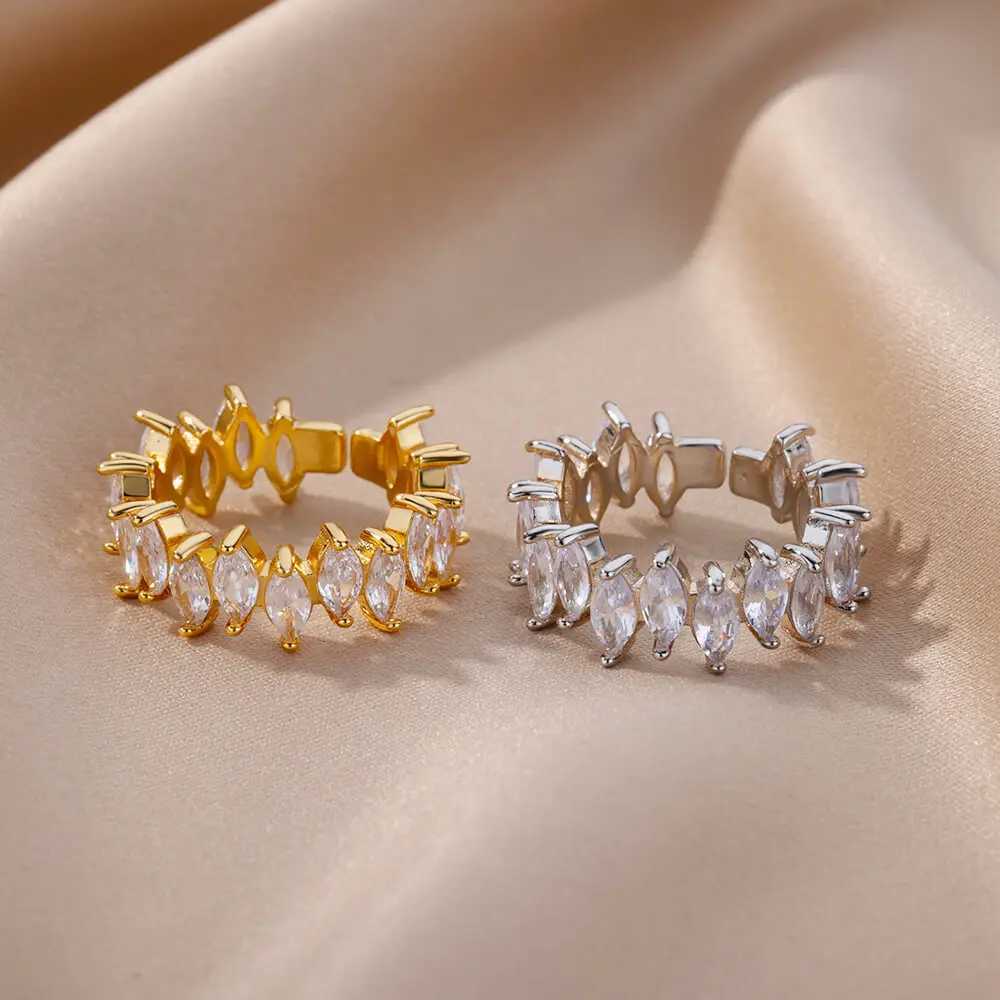 Multilayer female Rings Gold Color copper zircon light luxury Rings for Women Fashion Waterproof Couple Jewelry Gift AccessoriesX240921