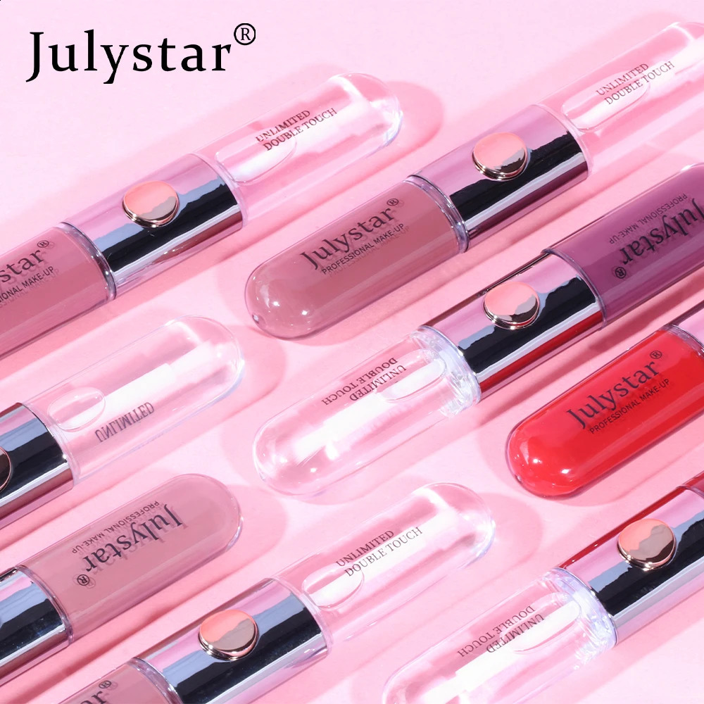 Julystar Double Headed Lip Glaze Non fading Staying Cup Water Light Waterproof and Anti Sweat Gloss 240911