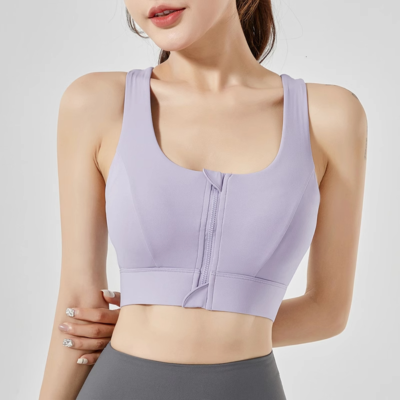 2024 New Plus Size Front Zipper Exercise Running High Strength Shockproof Gym Fiess Clothing Yoga Sports Bra Women