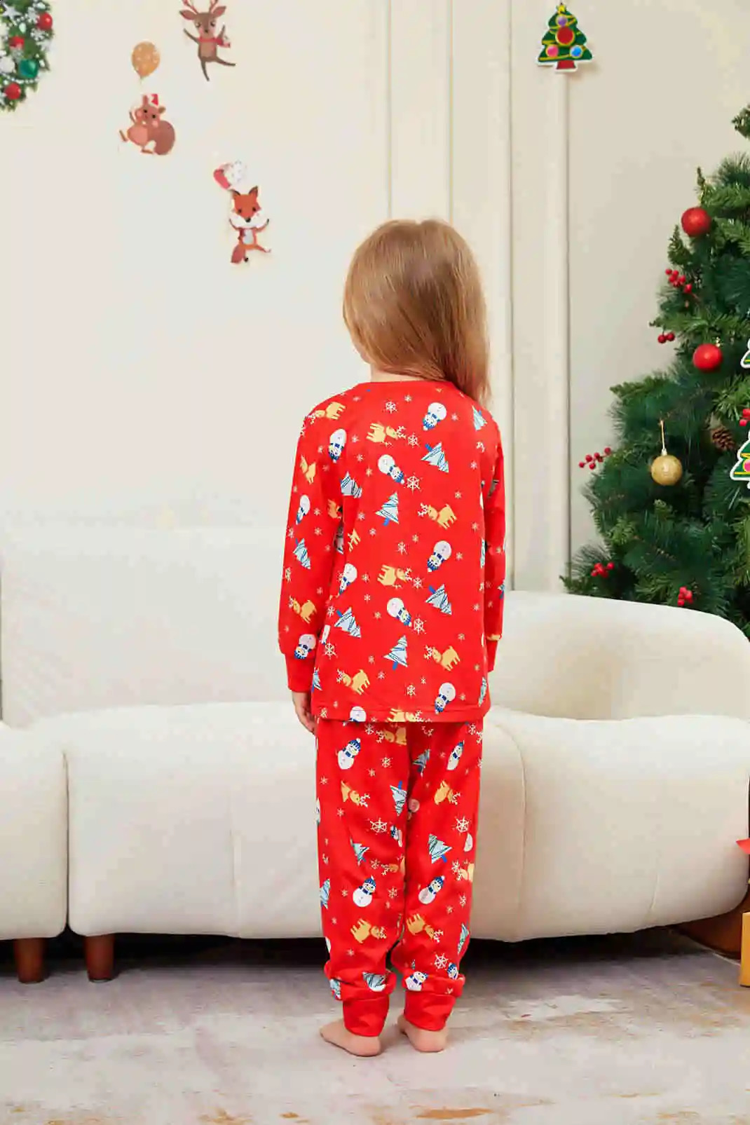 Christmas Childrens Clothing Set Cute Soft 2 Pieces Suit Homewear for Baby Girls Boys Cartoon Print Kids Pajamas Xmas Gift Look 240919