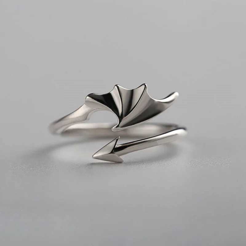 Korean Personality Simple Wing Geometry Ring Couple Open Adjustable Index Finger Ring For Woman Fine Jewelry AccessoriesX240921