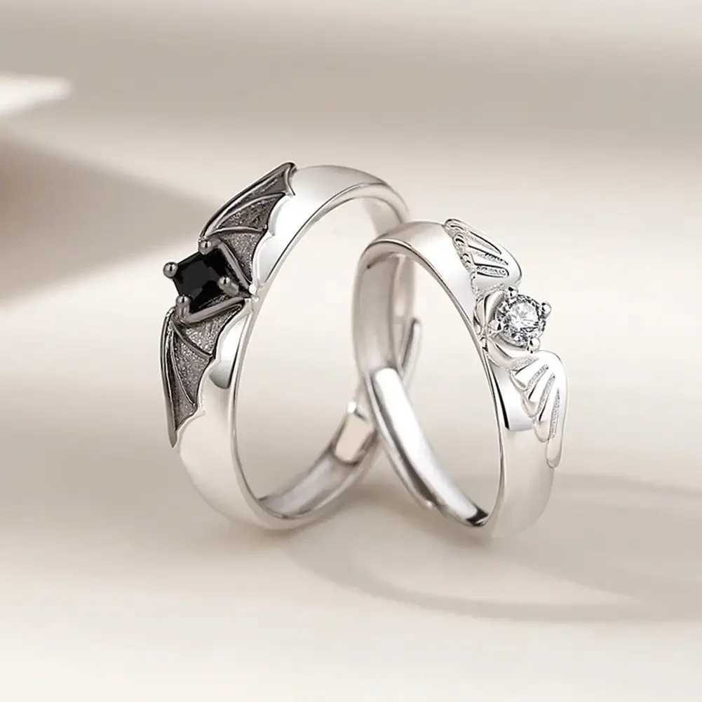 Fashion Delicate Trendy Niche Personalized Couple Angel and Demon Couple Opening Adjustable Rings Jewelry Gift AccessoriesX240921