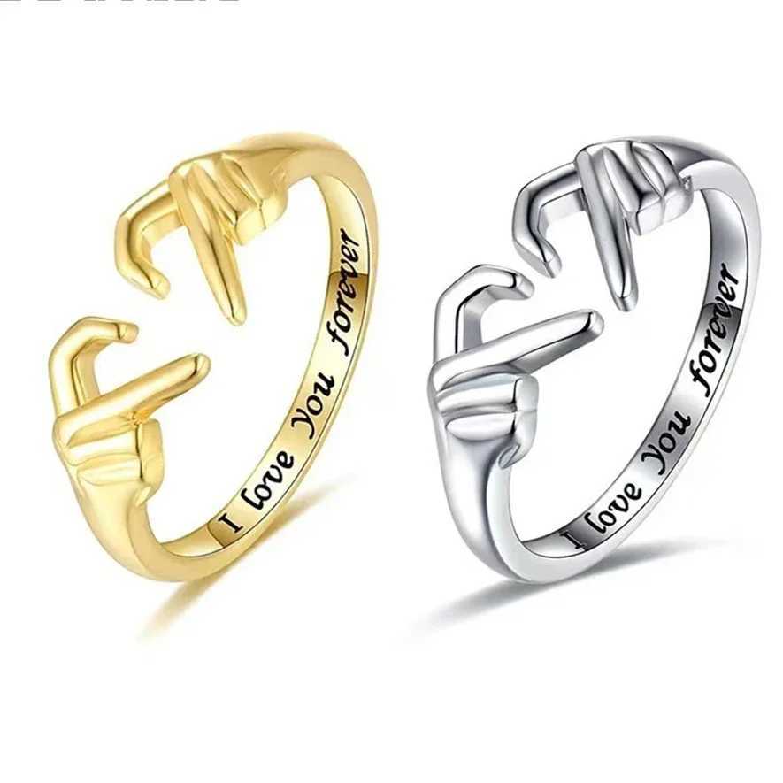 I Love You Forever Heart Claddagh Rings Couples Adjustable Open Finger Ring For Women Men ValentineS Day Friendship JewelryX240921
