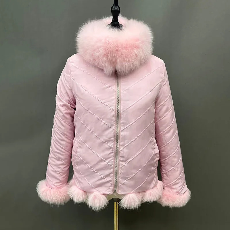 Women Fox Fur Coats Winter Thick Warm Reversible Coat Double Side Jacket Natural Fur Jackets 240911
