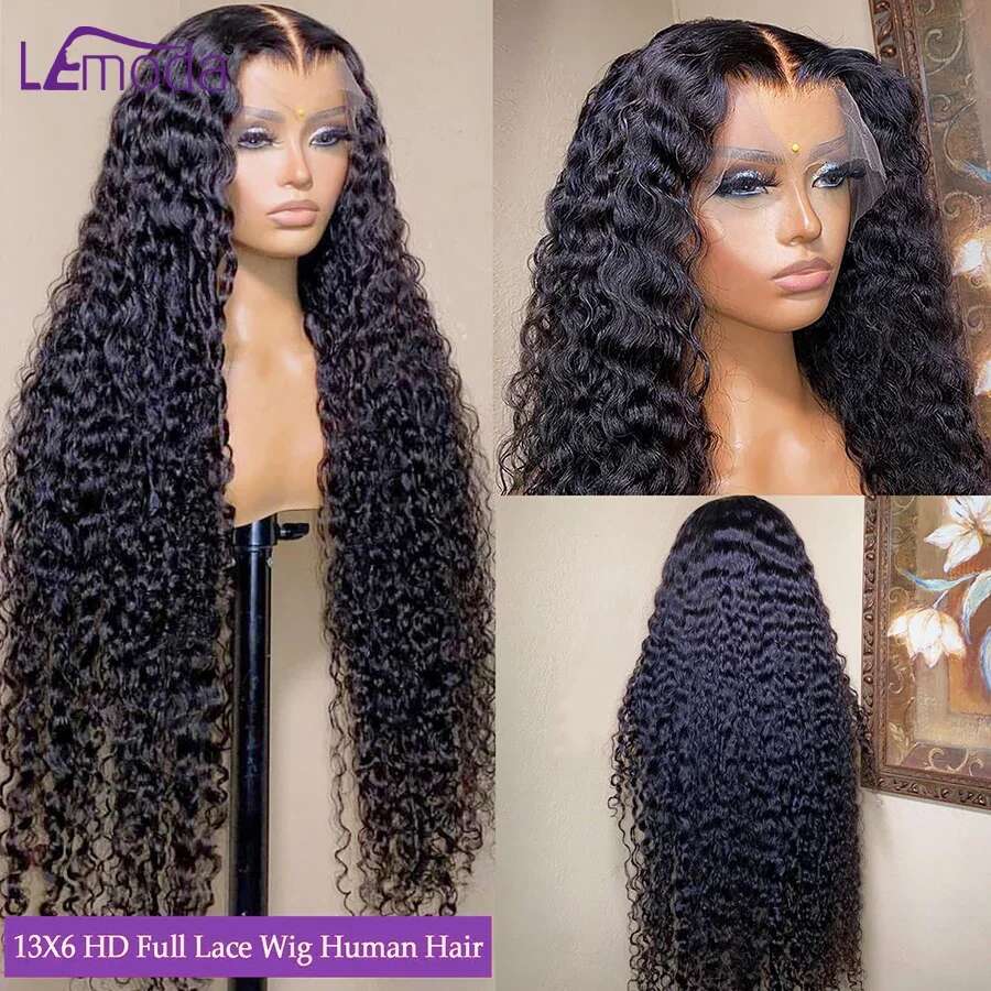 13x6 Frontal Deep Wave 250 Density SKINLIKE Real HD Virgin Pre plucked 13x4 Lace Wig Human Hair Lemoda