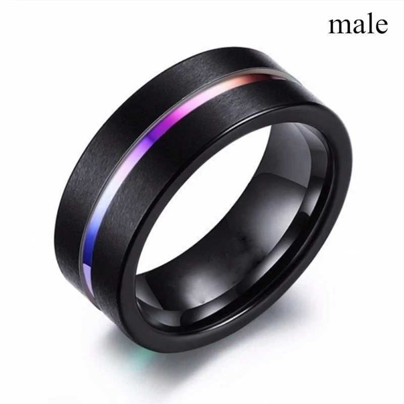 Fashion Black Couple Ring Purple Zircon Bow Women Ring Simple Stainless Steel Men Black Ring Jewelry Engagement Lover GiftX240921