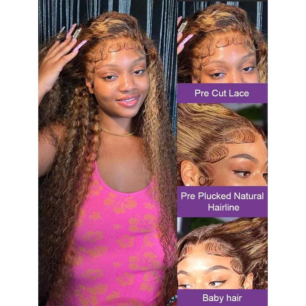 Loose Deep Wave Wig Human Hair Ready To Wear13x4 13x6 Lace Closure Curly Highlight Ombre 4/27 Preplucked Haire Pre Cut