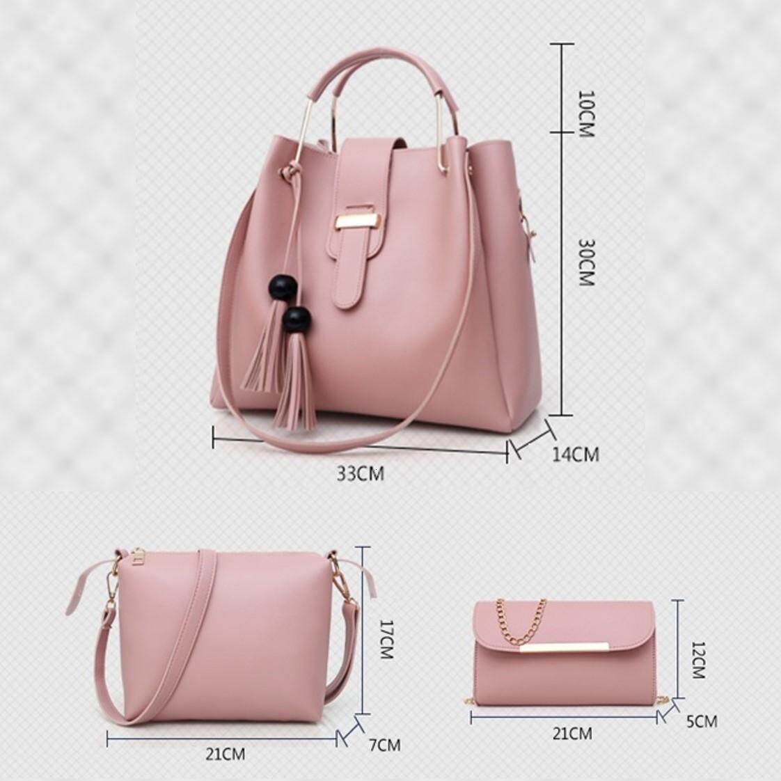 (3-in-1 Set) DO Ladies PU Leather Female Women Shoulder Handbeg Beg Tangan Wanta terbaru 2024 Women's Bag Handbag (Type 34)