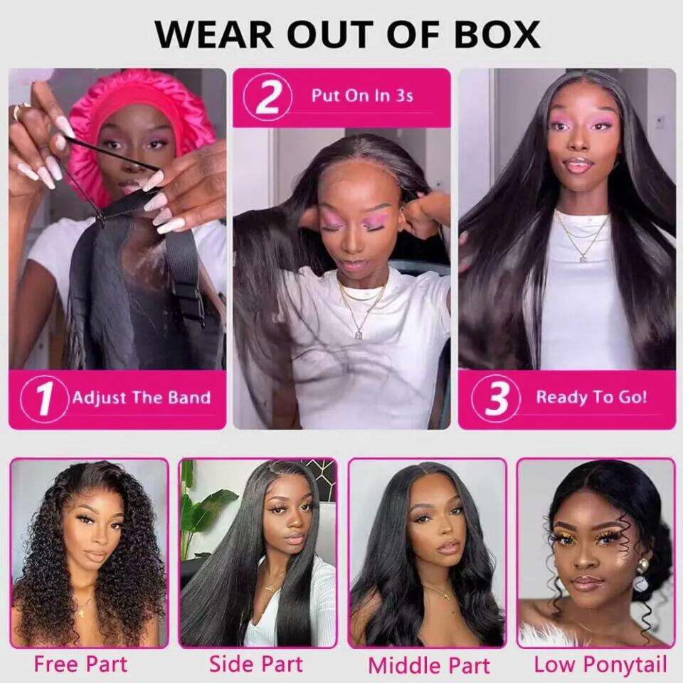 34 36 Inch Wear Go Glueless Straight 6x4 Human 5x5 Transparent Lace Closure Wig For Black Women Bg Hair