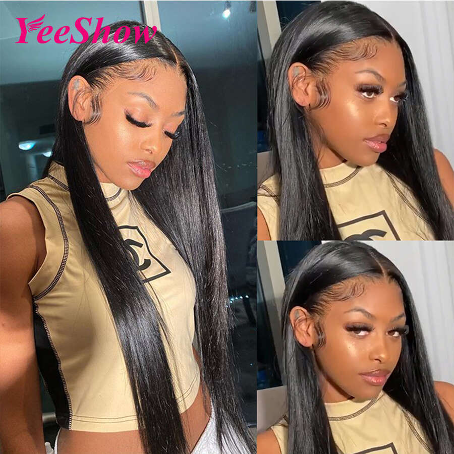 Front 13x6 HD Transparent Lace Frontal Wig Pre Plucked Remy 13x4 Brazilian Straight Human Hair Wigs For Women