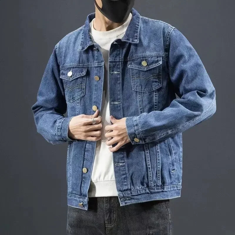 Fashionable mens denim jacket Korean style ultrathin suitable for student clothing fashionable spring and autumn casual other materials 240921