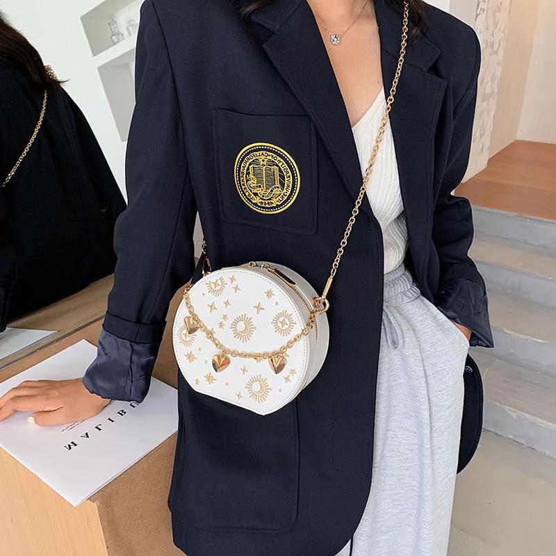 2024 French chain fashionable blue embroidered shoulder cross bag
