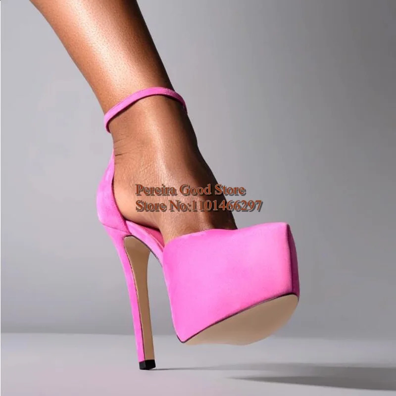Purple satin platform foot womens pump round foot shoulder strap spring and autumn table tennis shoes large size 45 slim high heels 240919