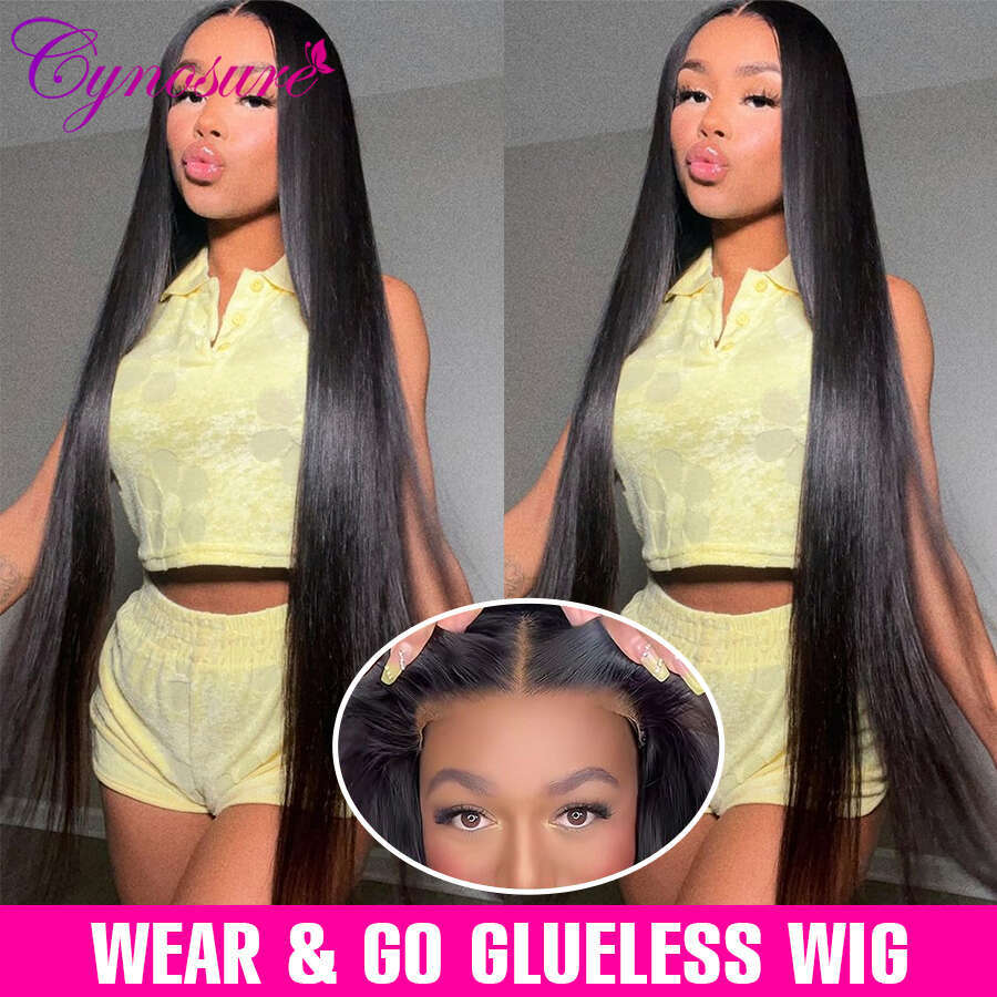 Cynosure 13x4 Glueless Ready to Wear Pre plucked Brazilian Straight Lace Front Wigs For Women Human Hair Wig